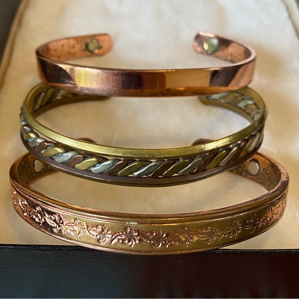 Unisex Triple Copper/Brass Bracelet Set